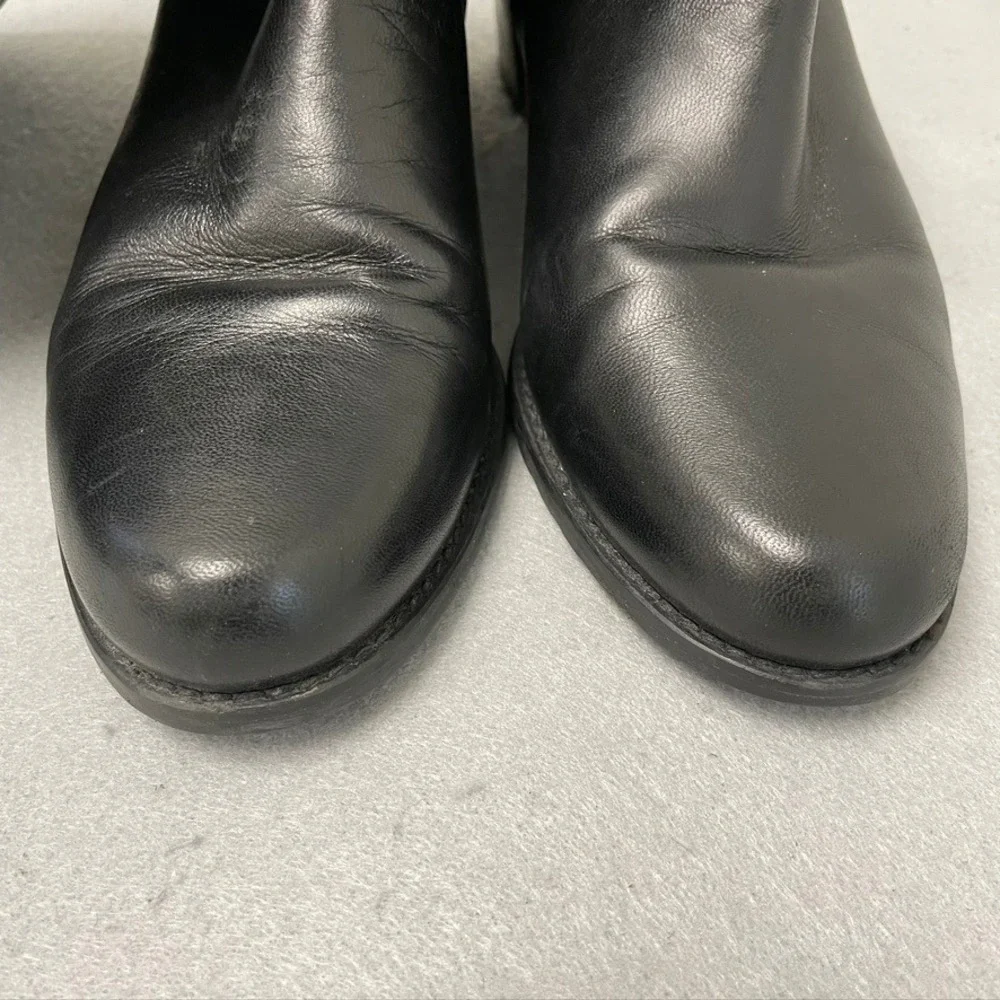 Stuart Weitzman Knee High Boots Women 8 Black Leather Block Heel Western